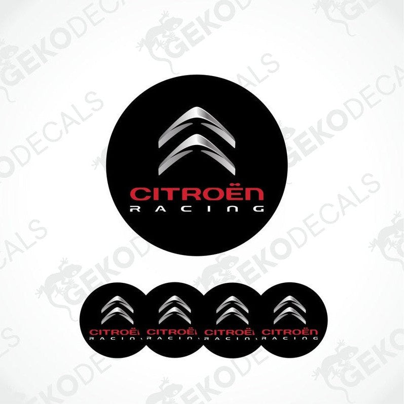 Set of four vinyl decals with the CITROEN RACING logo, predominantly black with red and white text and accents.