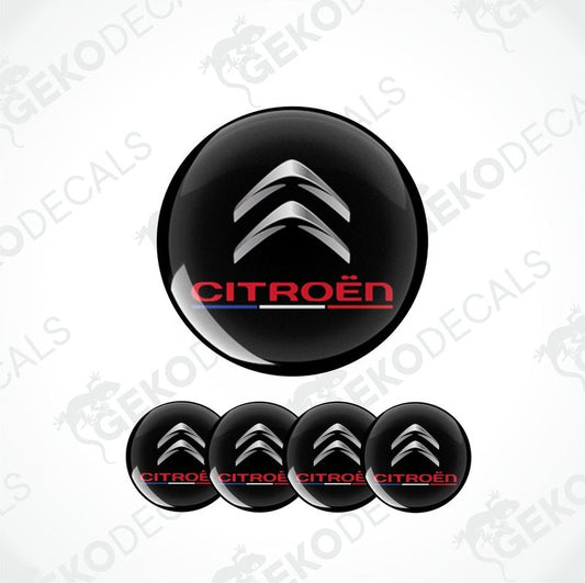 Set of four black vinyl decals with the CITROEN logo in red and white.