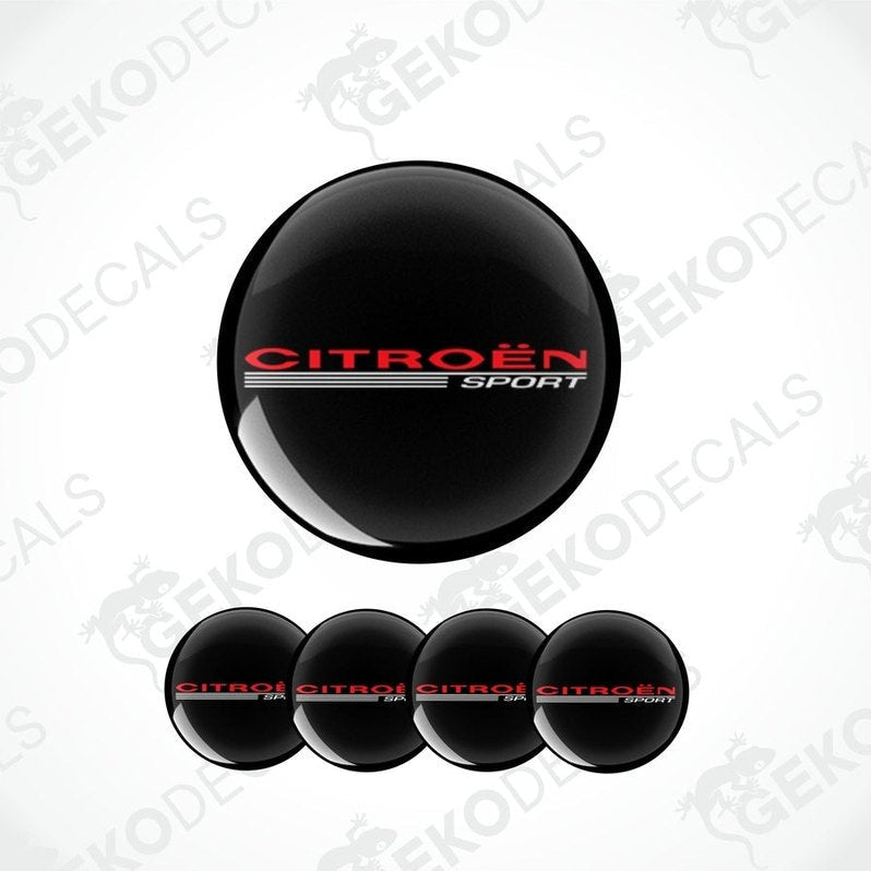 A set of four black vinyl stickers with the CITROEN SPORT logo in red and white.