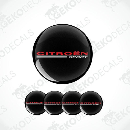 A set of four black vinyl stickers with the CITROEN SPORT logo in red and white.