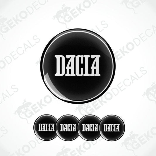 A set of black vinyl decals with the DACIA logo displayed prominently in the center.