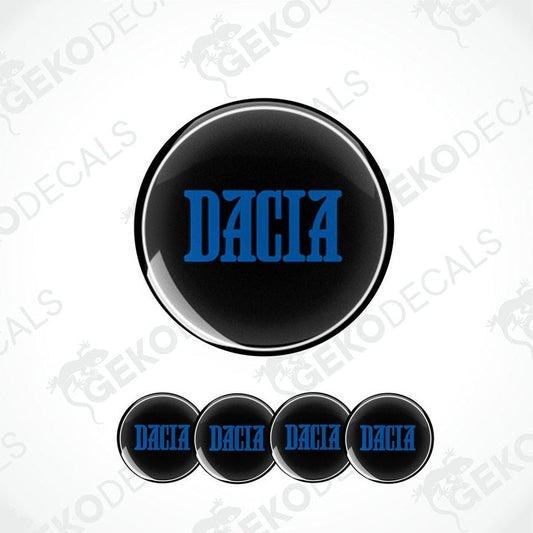 A set of black vinyl decals with the blue DACIA logo displayed prominently in the center.