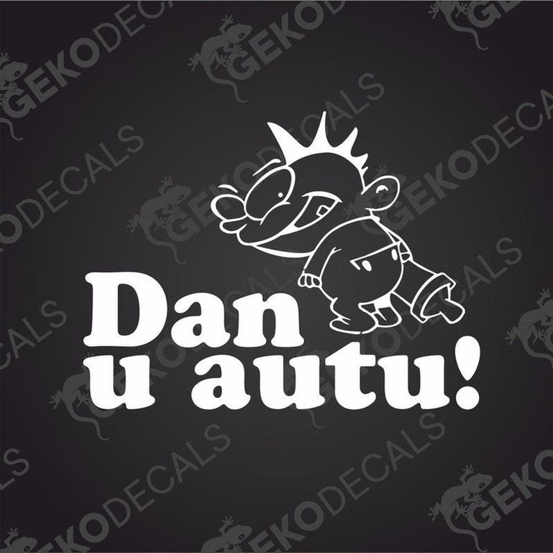 White Dan u autu cartoon character die cut car decal on transfer paper