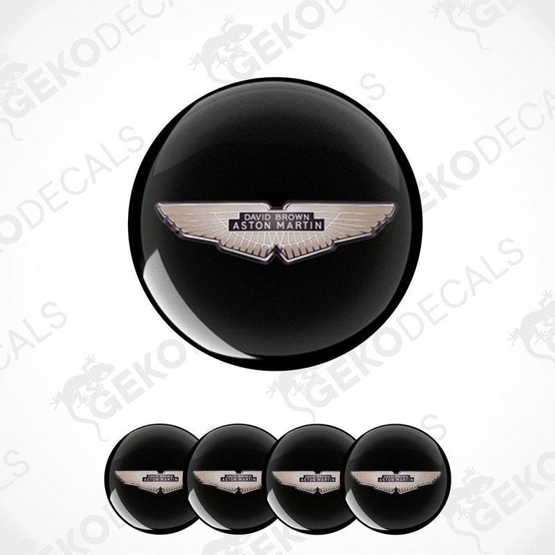 Set of four black vinyl decals with the David Brown Aston Martin logo in white.