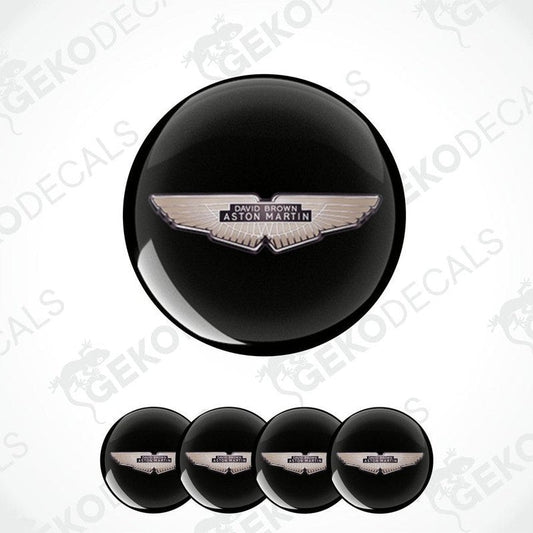 Set of four black vinyl decals with the David Brown Aston Martin logo in white.