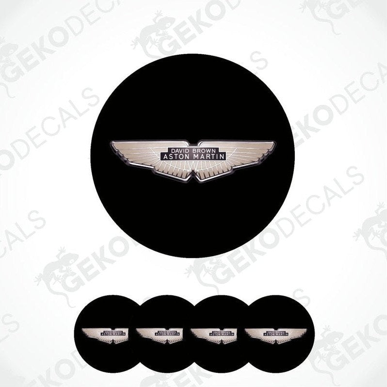 Set of four black vinyl decals with the David Brown Aston Martin logo in white.