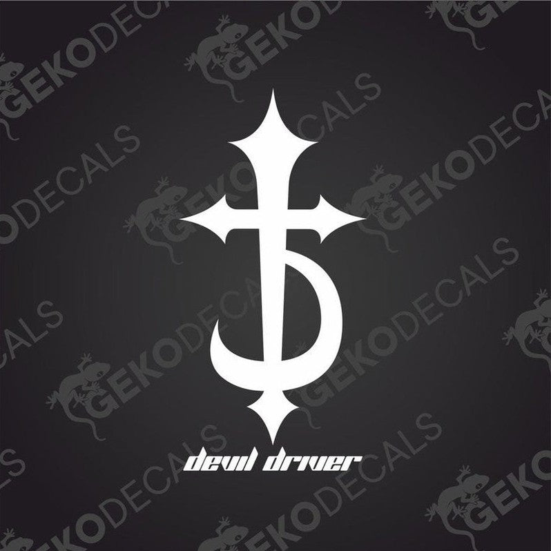 Text cut out of a white sticker DEVIL DRIVER