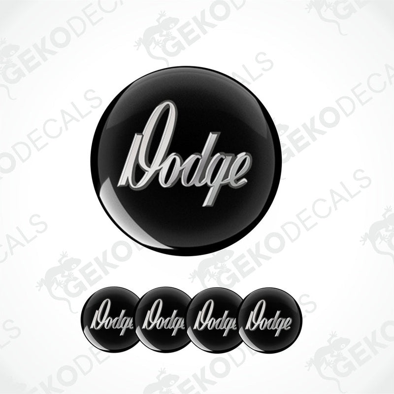 A set of black vinyl decals with the 'Dodge' brand logo in grey.
