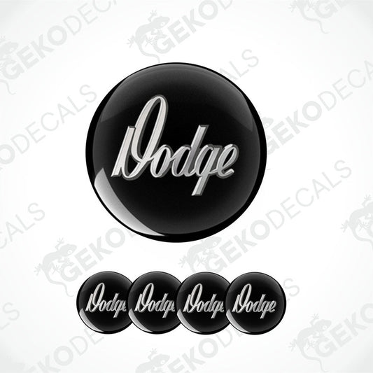 A set of black vinyl decals with the 'Dodge' brand logo in grey.