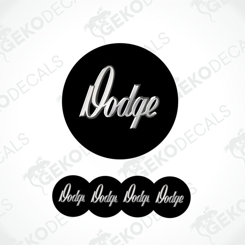 A set of black vinyl decals with the 'Dodge' brand logo in grey.