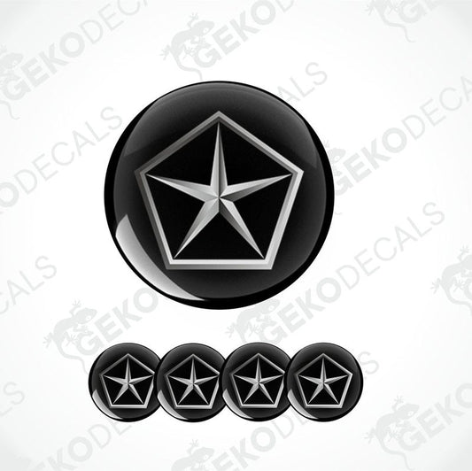 A set of black vinyl decals with the 'Dodge' brand logo in grey.