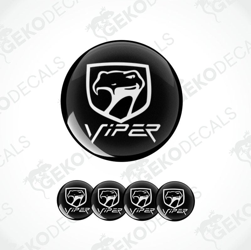 A set of black vinyl decals with the ' DODGE Viper' logo and text, designed for use on vehicles.
