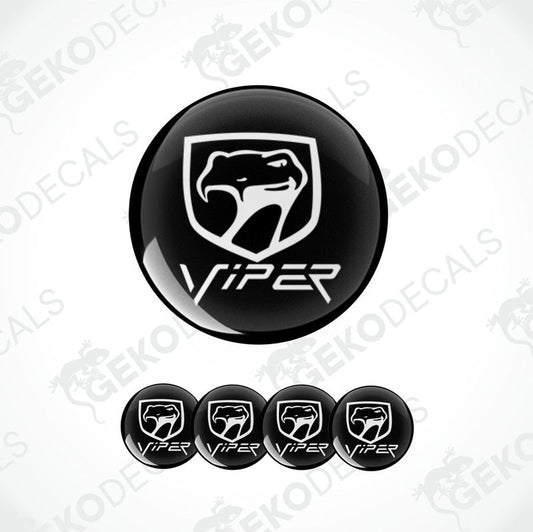 A set of black vinyl decals with the ' DODGE Viper' logo and text, designed for use on vehicles.