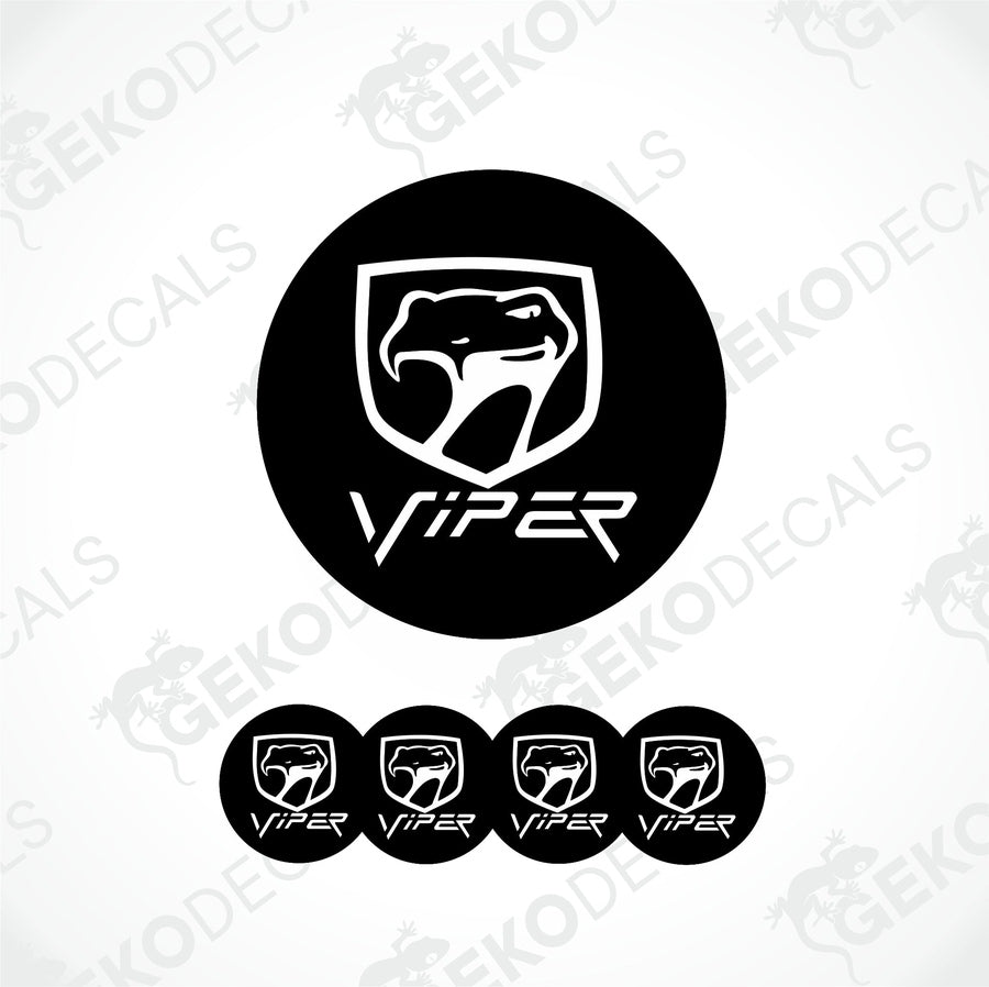 A set of black vinyl decals with the ' DODGE Viper' logo and text, designed for use on vehicles.