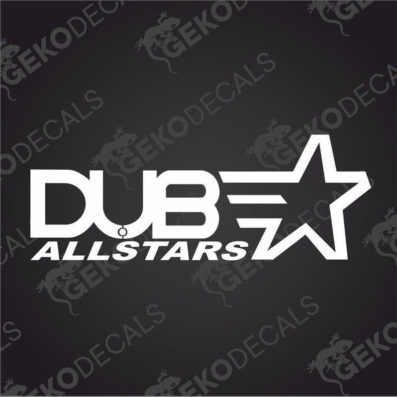 A white decal with the text 'DUB ALLSTARS' next to a stylized star symbol.