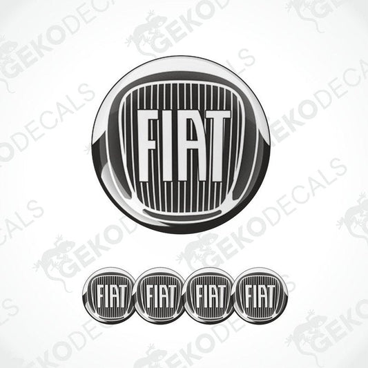 A set of black vinyl decals with the FIAT brand logo and text 'FIAT' displayed on them.