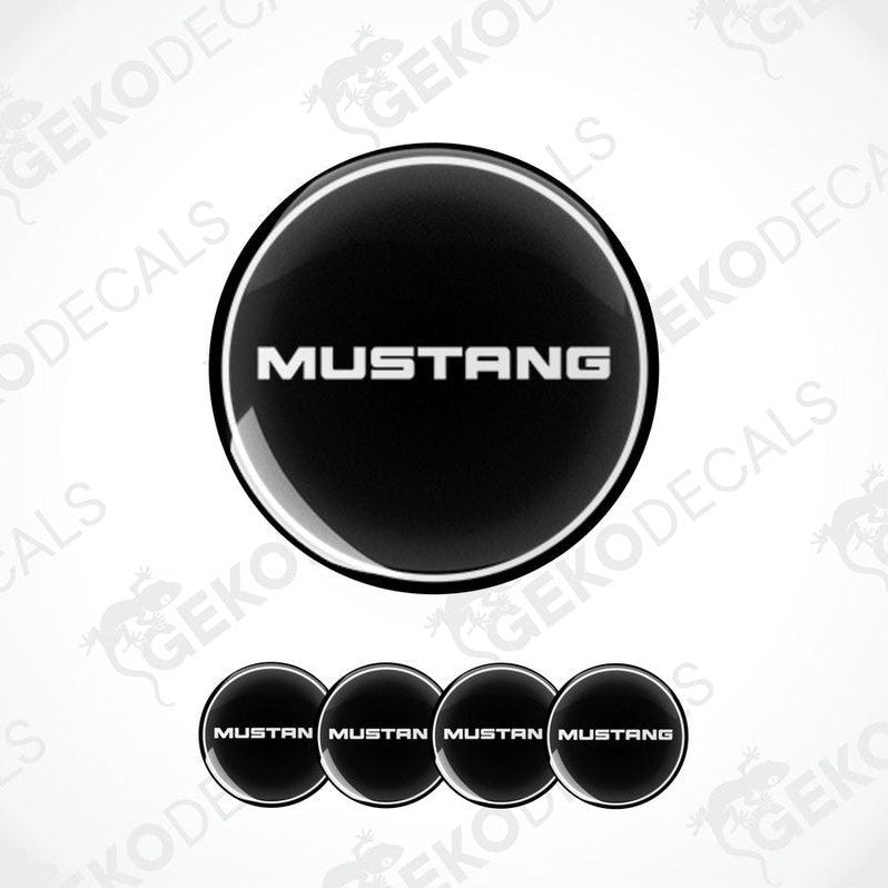 Set of four black vinyl decals with the Ford Mustang logo.