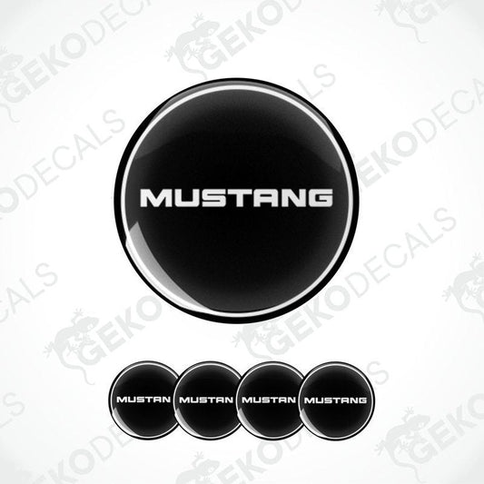 Set of four black vinyl decals with the Ford Mustang logo.