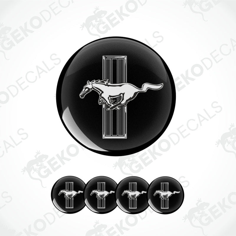 Set of four black vinyl decals with the Ford Mustang logo.