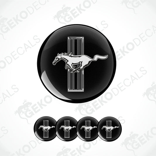 Set of four black vinyl decals with the Ford Mustang logo.