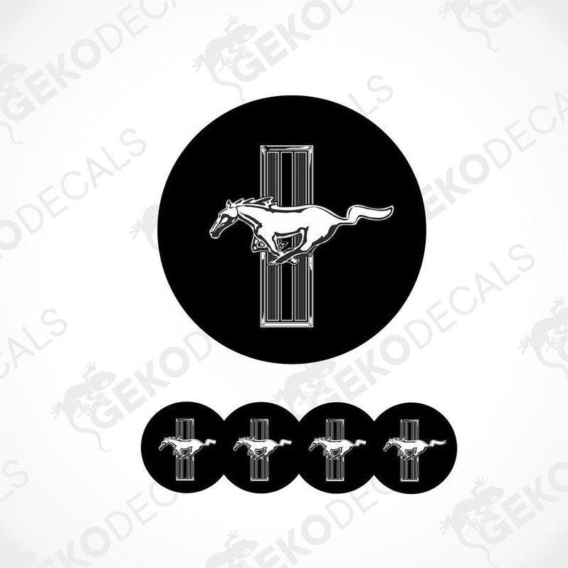 Set of four black vinyl decals with the Ford Mustang logo.