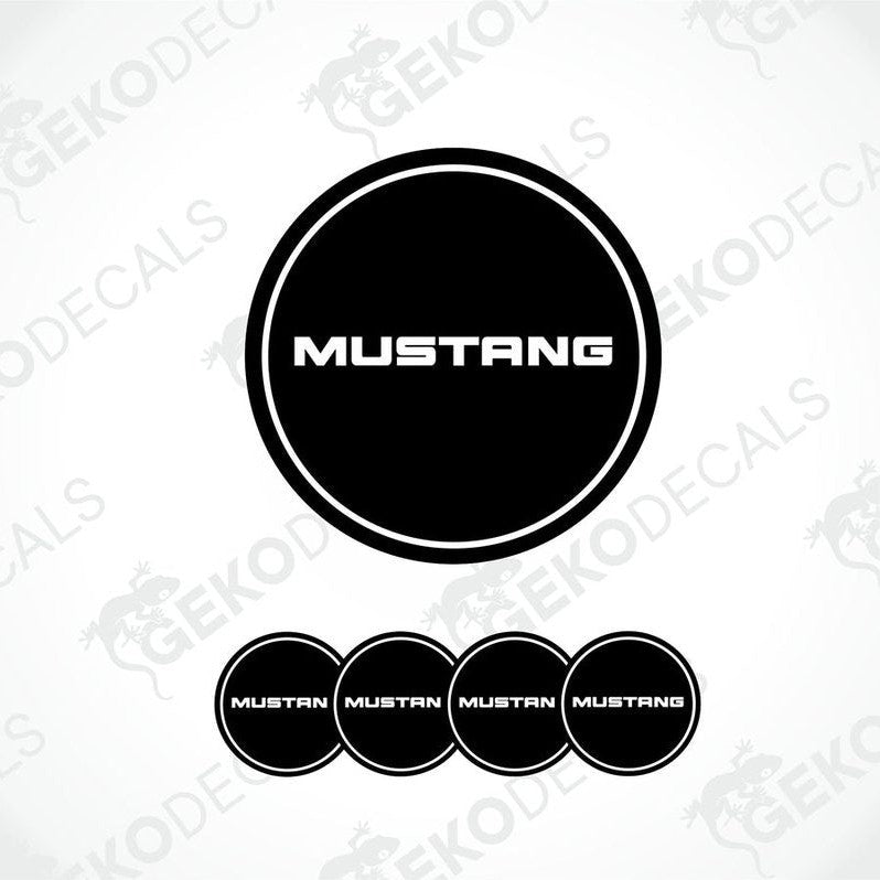 Set of four black vinyl decals with the Ford Mustang logo.