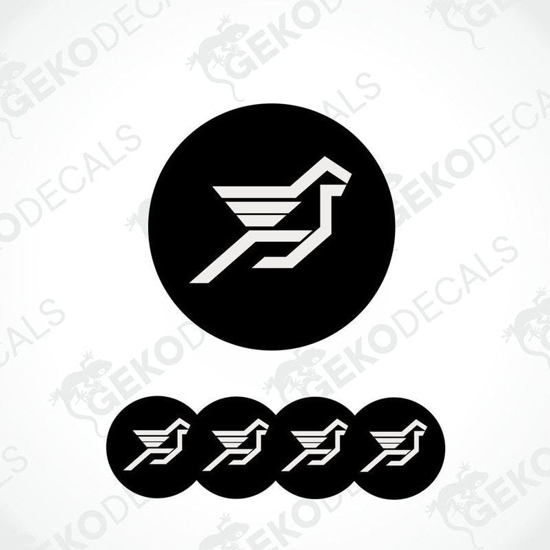 A set of four black vinyl stickers with the HAMANN brand logo and a bird symbol on them.