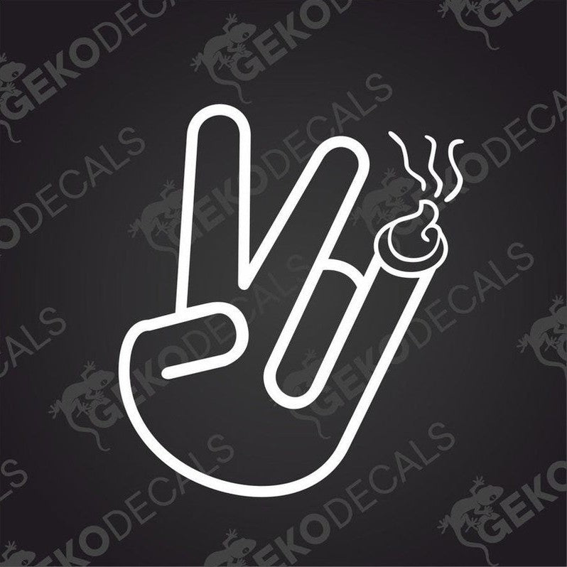 A hand making a peace sign.
