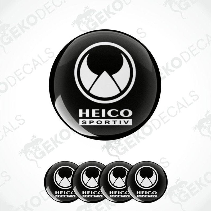 Four silicone rim stickers with Volvo Heico Sportiv logo