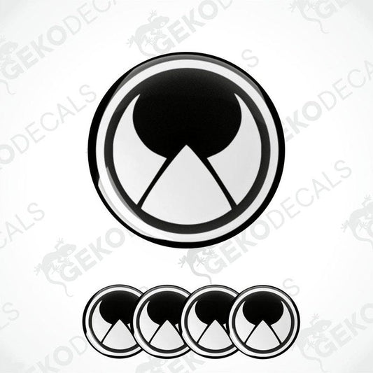 Four silicone rim stickers with Volvo Heico logo