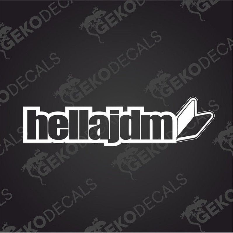 hella jdm die cut car decal with white outline on transfer paper