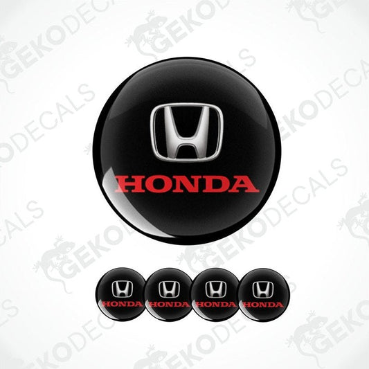 A set of black vinyl decals with the Honda logo in red and silver.