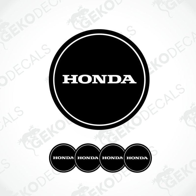 A set of four white and red vinyl decals with the HONDA logo.