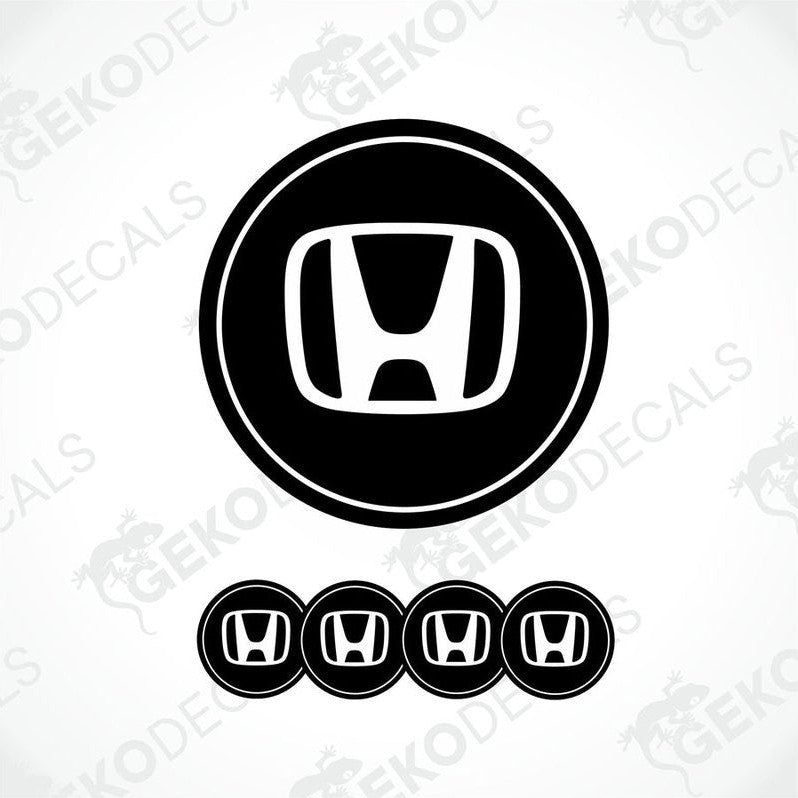A set of four black and white vinyl decals with the HONDA logo.