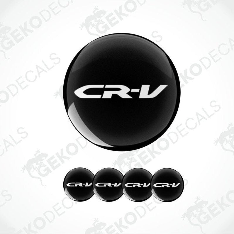 A set of four black and white vinyl stickers with the Honda CR-V brand logo.