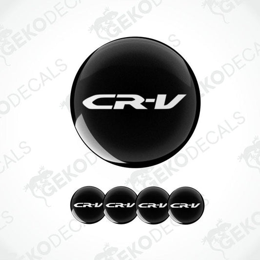 A set of four black and white vinyl stickers with the Honda CR-V brand logo.