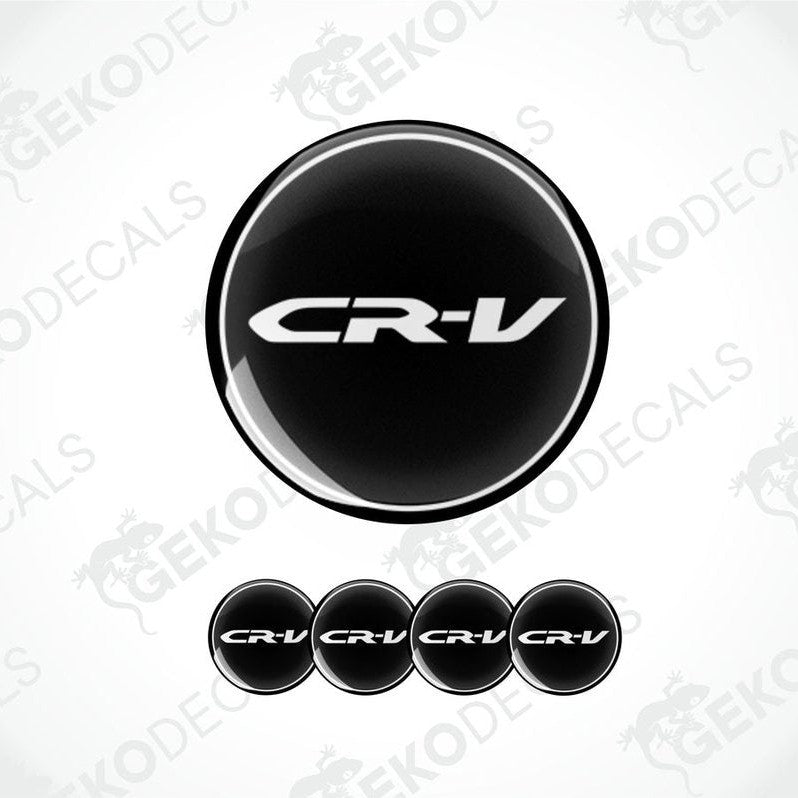 A set of four black and white vinyl stickers with the Honda CR-V brand logo.