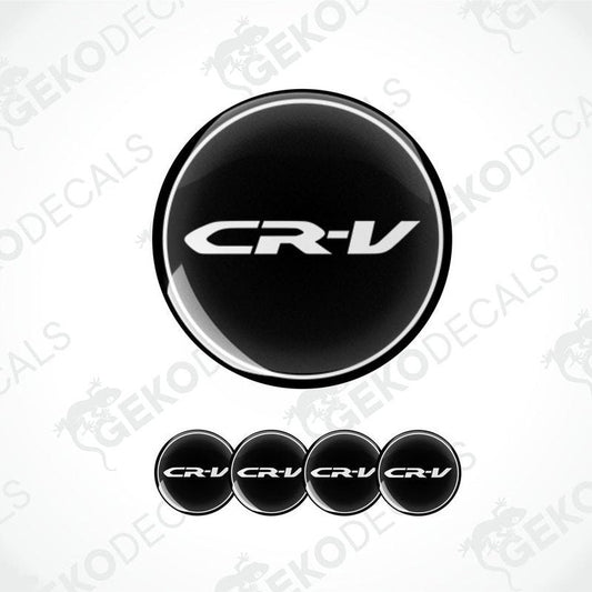 A set of four black and white vinyl stickers with the Honda CR-V brand logo.