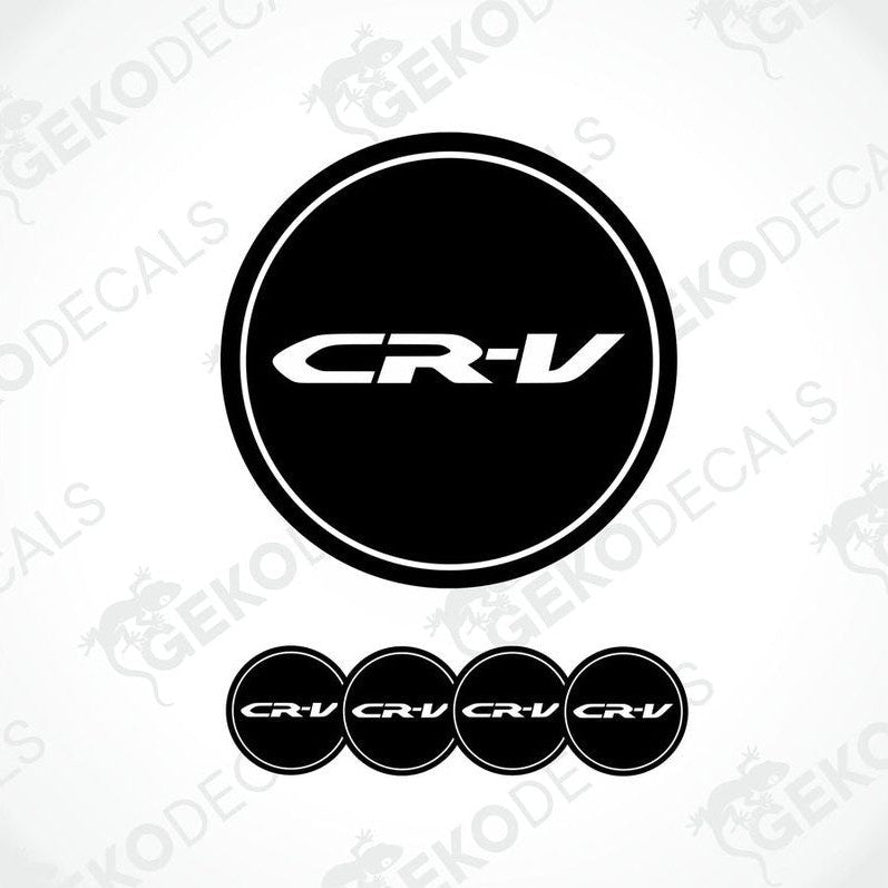 A set of four black and white vinyl stickers with the Honda CR-V brand logo.