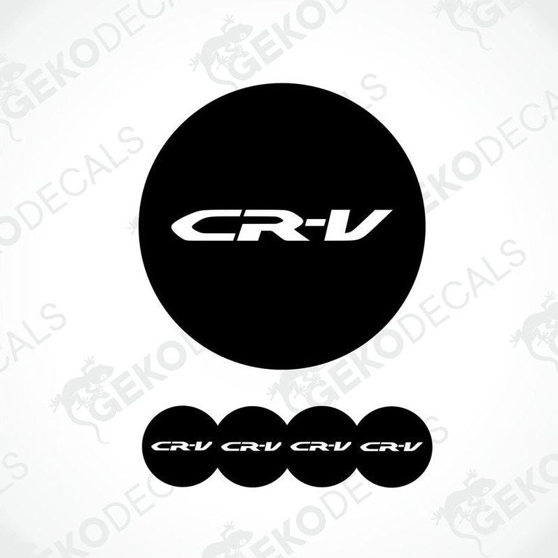 A set of four black and white vinyl stickers with the Honda CR-V brand logo.