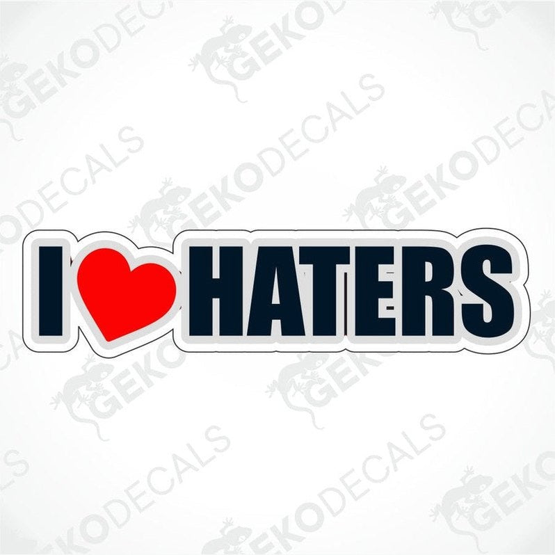 A text I love haters, love is in heart symbol.