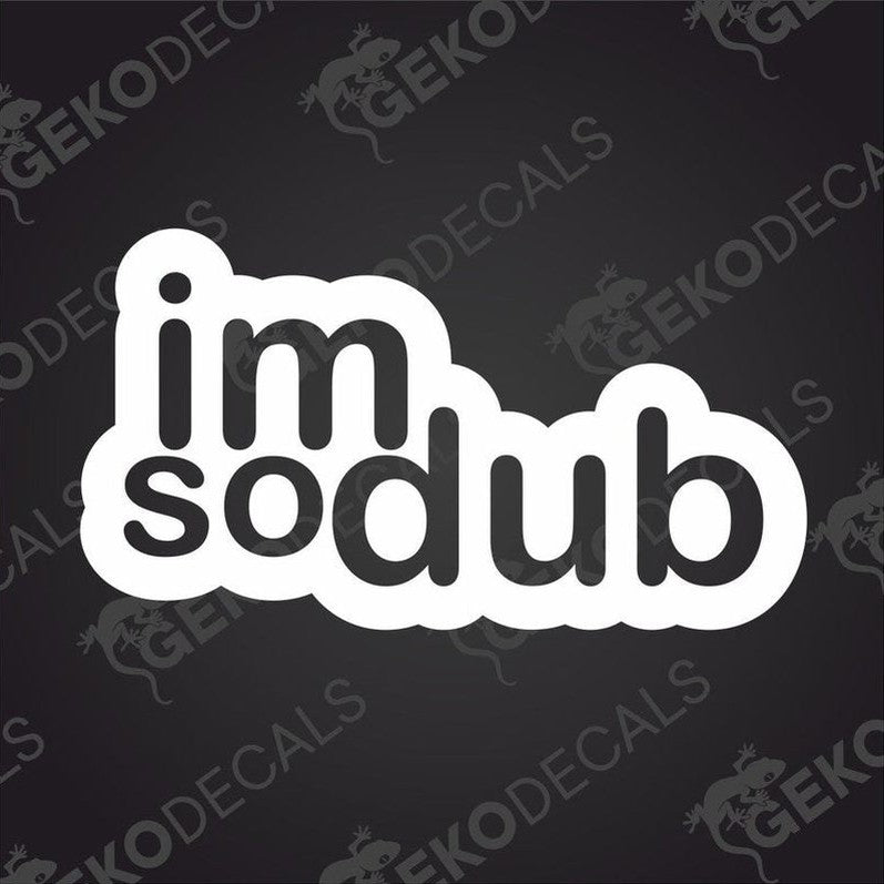 White die cut vinyl car decal with black 'im sodub' text in cloud outline