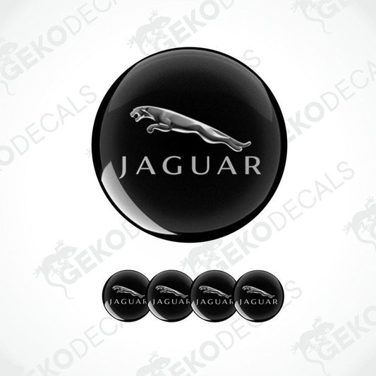 A set of black vinyl decals with the Jaguar logo, including four different sizes for car use.