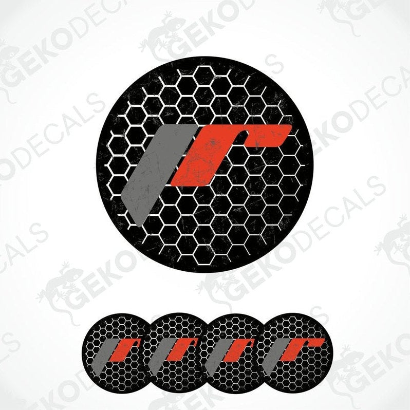 A set of four vinyl decals with a polyurethane coating featuring a honeycomb pattern and a red 'JAPAN RACING' logo in the center.