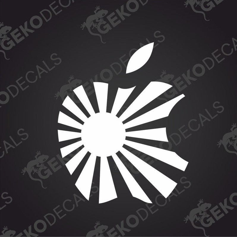 A car sticker decal of a stylized apple logo.
