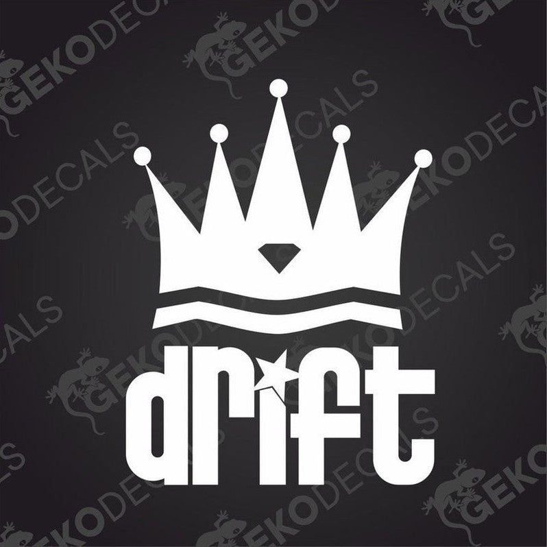 Decal with a white crown and the text 'DRIFT' in bold letters.