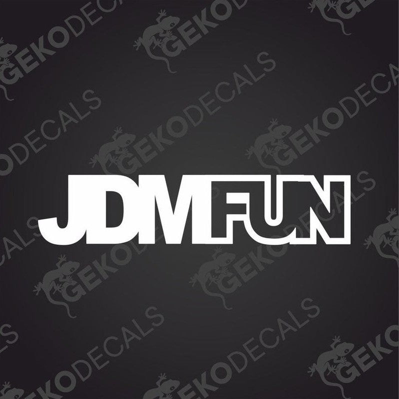 Text cut out of a white sticker JDM FUN