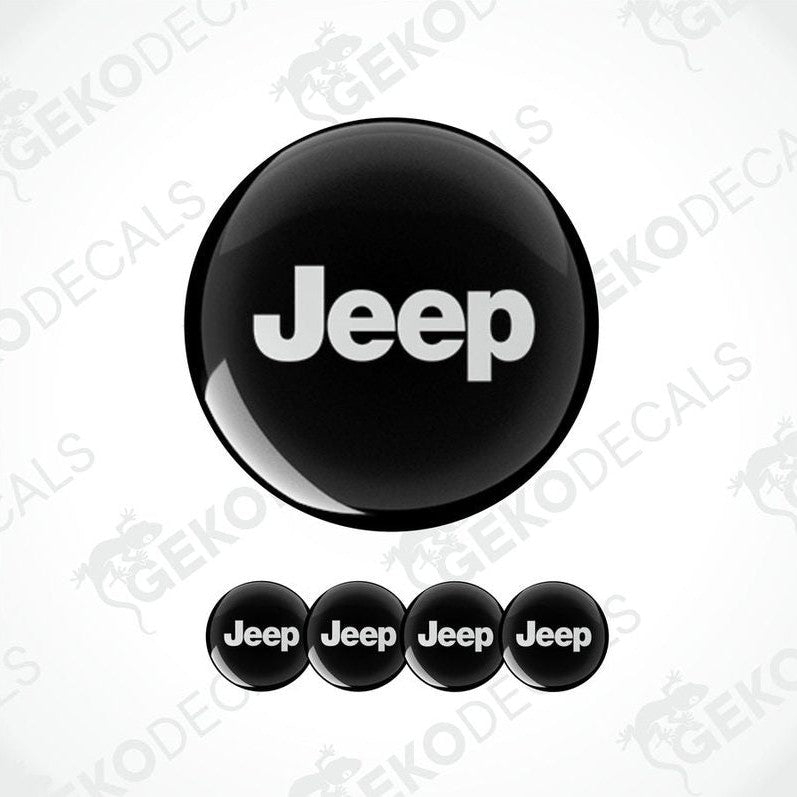 A set of black vinyl decals with the Jeep brand logo.