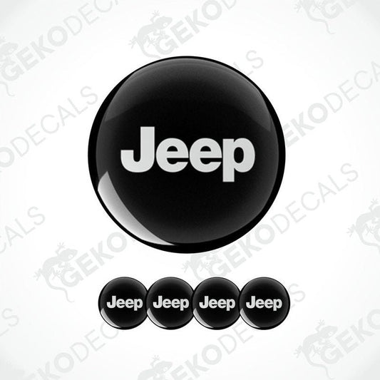 A set of black vinyl decals with the Jeep brand logo.