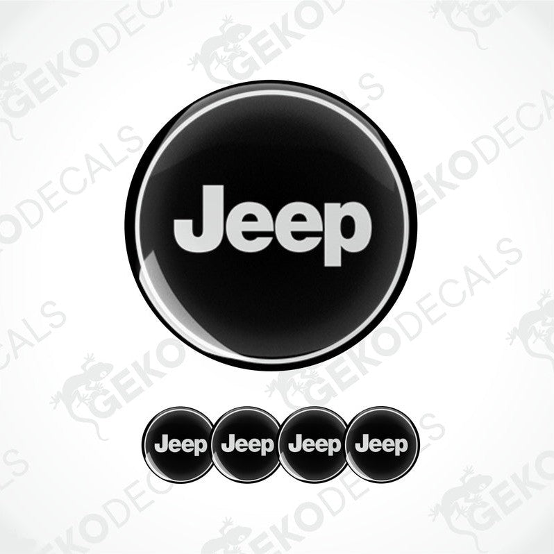 A set of black vinyl decals with the Jeep brand logo.